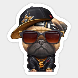 Pug Hip-Hop Super Star Sticker